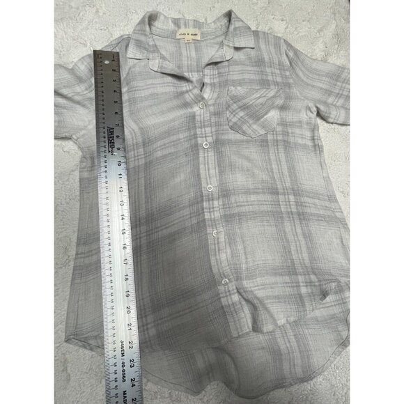 Cloth & Stone Womens XS Button Down Long Sleeve Shirt Top Lightweight Plaid Gray - Picture 9 of 10